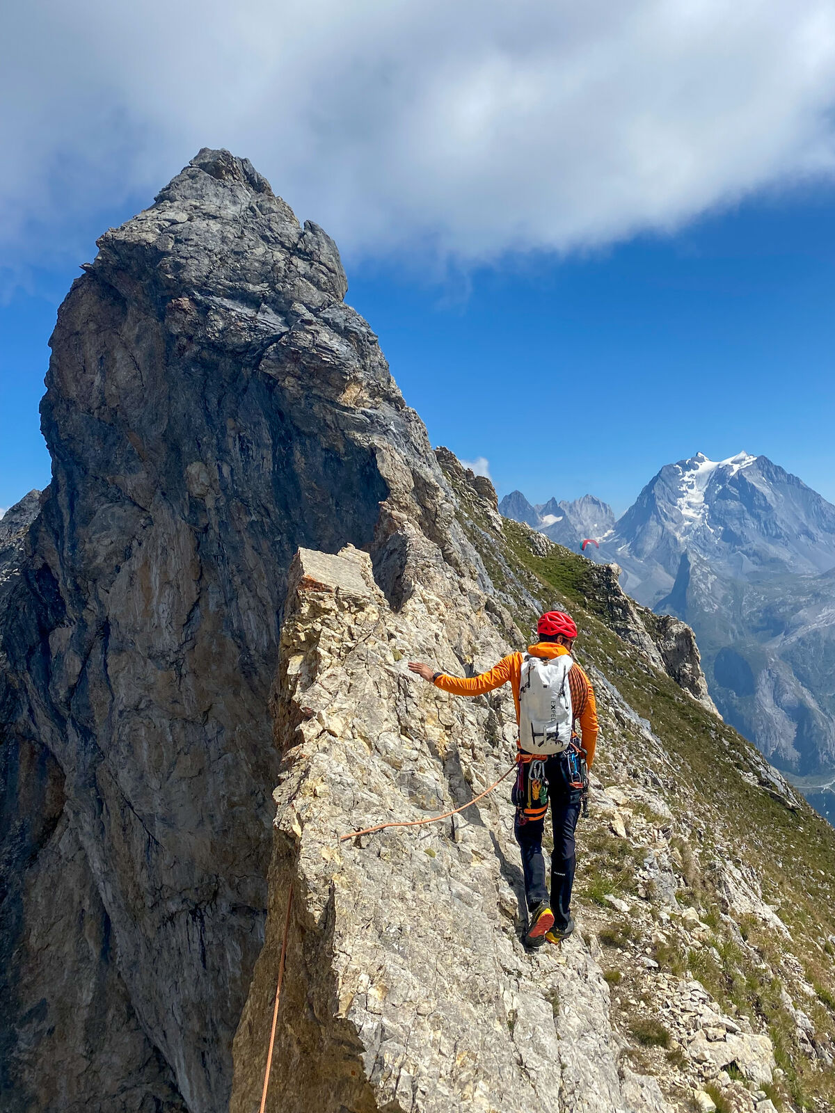 Alpine ridge climbing